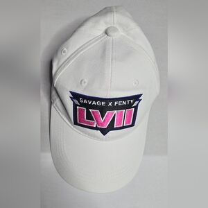 Savage X Fenty Hat Adult One Size White Superbowl LVII Strapback Adjustable NWT